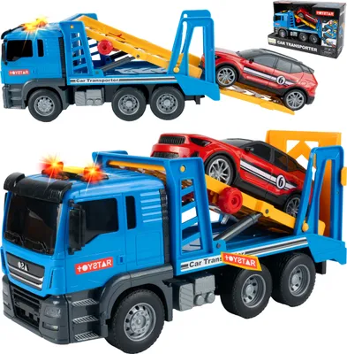Produktbild von Malplay LKW Auto mit Drive Ramp Pannenhilfe Licht Ton mobile Plattform ab 3 Jahren Geschenk, Blau, 1 Auto