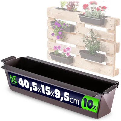 Immagine prodotto di Fioriera KADAX per europallet, marrone 10 pezzi, fioriera per pallet, fioriere resistenti alle intemperie per europallet, fioriere per pallet