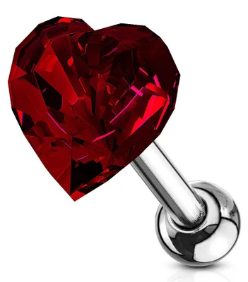 Produktbild von Helix & Tragus Ohr Piercing „Kristall Herz“ Red