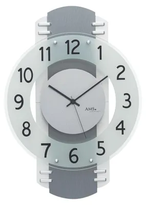 Produktbild von AMS F5618 Funkwanduhr mit Holzgehäuse und Aluminium-Auflage