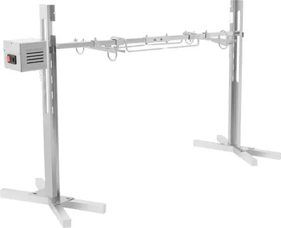 Image de Gril rotisserie électrique - Barbecue avec broche rotative - Rotation automatique à 360° - Capacité de charge de 40 kg - Hauteur réglable - Prise européenne - Idéal pour l'extérieur et le camping - Argenté