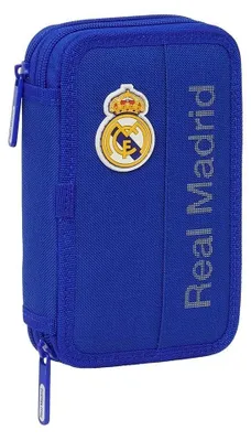 Obrázok produktu pre Puzdro na školské potreby Real Madrid pre deti, farebné, s 29 užitočnými pomôckami, ideálne pre deti od 5 do 14 rokov, 12,5 x 4 x 19,5 cm