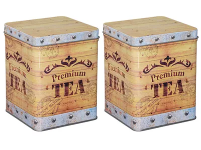 Produktbild von tea4chill Teedosen / Kaffeedosen / Vorratsdosen Set „Tea Chest“, 2 Dosen je 200g, Scharnierdeckel