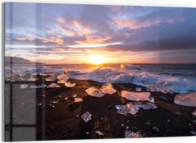 Produktbild von DEQORI Glasbild Echtglas 90x60 cm 'Diamantstrand' Wandbild Bild modern Deko