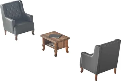Produktbild von Sitzmöbel Sessel Couchtisch Set Schwarz Braun Chesterfiedl Klassisch