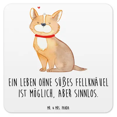 Produktbild von Mr. & Mrs. Panda Tischuntersetzer Hund Glück 15er Set - Weiß - Geschenk, Glas-Untersetzer, Coaster, Untersetzer für Gläser, Liebe, Treu, Tassenuntersetzer, Herz, Getränke