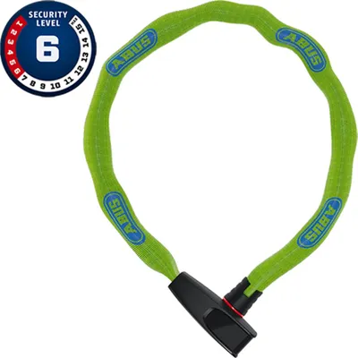 Obrázok produktu pre Reťazový zámok ABUS Catena 6806K - Ľahký zámok na bicykel z tvrdenej ocele s módnou textilnou rúrkou - Štvorhranná reťaz so stupňom zabezpečenia ABUS 6 - 85 cm - zelená