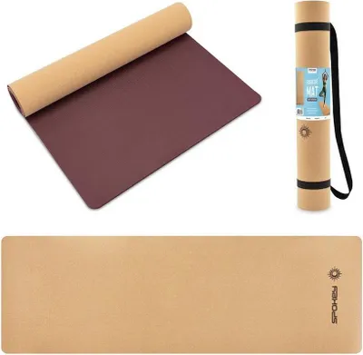 Image de Spokey SAVASANA Tapis de yoga en liège, 180 x 60 x 0,4 cm, marron