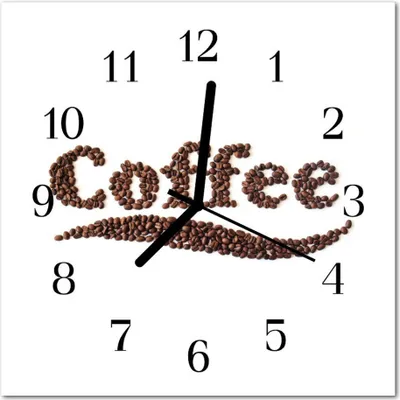 Produktbild von Glasuhr Wanduhr Küchenuhr Echt-Glas 30x30 cm Kaffee „Coffee” braun weiß