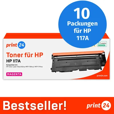 Image de NOUVEAU : print24 Toner pour HP 117A Magenta, compatible avec HP ColorLaser 150, MFP-178, etc., 10 pièces
