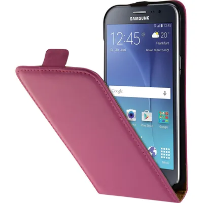 Produktbild von PhoneNatic Kunst-Lederhülle kompatibel mit Samsung Galaxy J2 (2015) - Flip-Case pink Cover