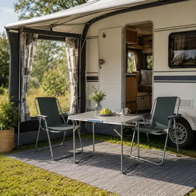 3tlg Campingmöbel Set Outdoormöbel Camping Alu L70xB50xH59cm Anthrazit