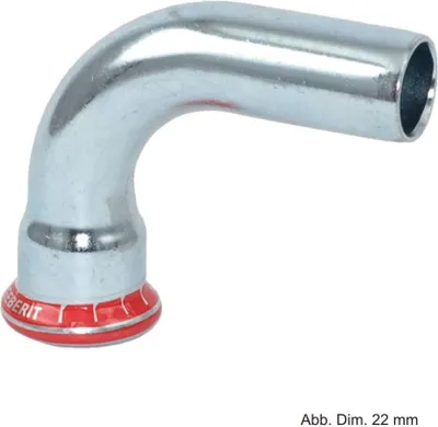 Produktbild von Geberit GE Mapress, C-Stahl, Bogen, mit einseitigem Einschubende, 90 Grad, d18mm, verzinkt, 1 Stk.
