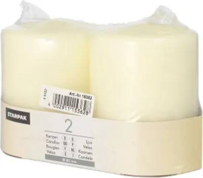 Produktbild von Papstar Stumpenkerzen Ø 80 mm · 100 mm elfenbein "Ivory" mit Flachkopf, 6 x 2 Stück