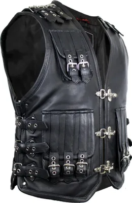 Produktbild von Schnallen Weste Kutte Lederweste Lederkutte Clubweste Rockerweste Karabiner (4XL)