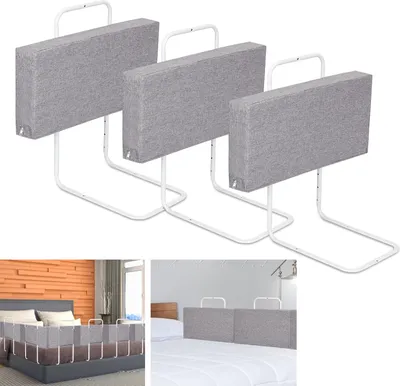 Zdjęcie produktu dla Hengda 3X 60 cm barierka do łóżeczka dziecięcego, regulowana na wysokość, zabezpieczenie przed wypadnięciem, barierka do łóżeczka dziecięcego i łóżka rodzinnego, kolor szary