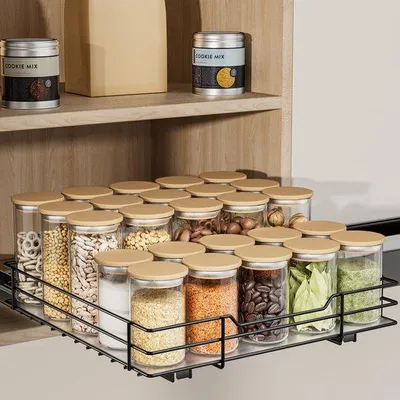 Produktbild von Ausziehbares Gewürzregal – Langlebig und rostfrei – 1 Stück – Metall – 27,2 x 27 x 6 cm