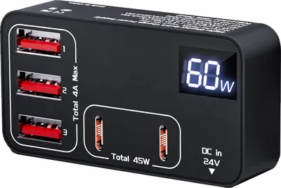 Produktbild von J50C 60W PD Ladegerät Netzteil – USB-C Power Delivery Schnellladegerät mit 3× USB-A & 2× USB-C für Handy & Laptop