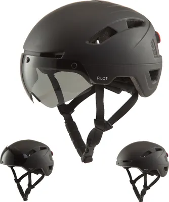 Produktbild von GOOFF Pilot S-Pedelec Helm in Schwarz – Fahrradhelm mit Visier und Licht – NTA 8776-er Zweirat Helm - Velo Helm (Schwarz, XL)