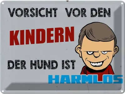 Produktbild von vianmo Blechschild 30x40 cm Vorsicht vor Kinder Hund harmlos Spruch Zitat