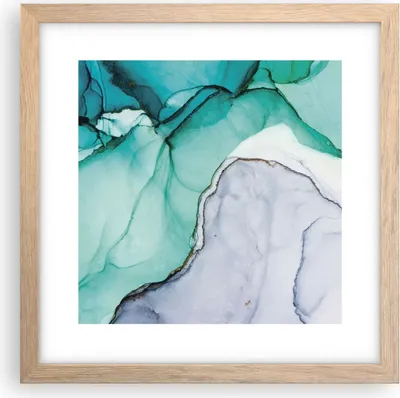 Produktbild von Gerahmtes Poster - Rahmen in heller Eiche - Abstraktion Marmor Türkis - 30x30 cm - Wand Bild - Wanddeko - Wandbilder - Kunstposter - Wandposter - Bilderrahmen - Bilder - Kunstdruck - P2NAC30x30-4553