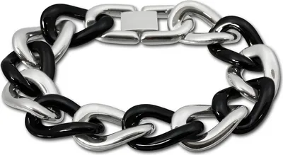 Produktbild von Amello Edelstahl Keramik Armband Panzer Damen Schmuck silber schwarz ESAX21S0