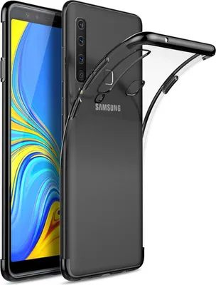 Produktbild von TPU Hülle für Samsung Galaxy A9 2018 Case Silikon Cover Transparent mit Farbrand Handyhülle