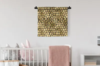 Produktbild von MuchoWow® Wandteppich Wandbehang Muster - Formen - Gold 60x60 cm Tapisserie Dekoration Wandtuch - Dekorationen - Wand Decke