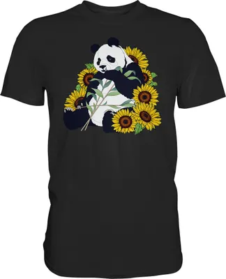 Produktbild von Panda Sonnenblumen T-Shirt Garten Motiv Gärtner Geschenk – Black / 4XL