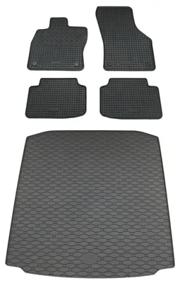 Rigum Gummi Fußmatten + Kofferraumwanne im Set für Skoda Octavia 3 Limo, schwarz