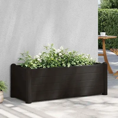 Image de Jardinière moderne en PP anthracite, 100 x 43 x 35 cm, pour balcon et terrasse
