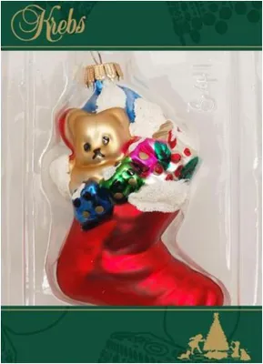 Zdjęcie produktu dla Krebs Glas Lauscha Ozdoba choinkowa - mini figurka - skarpeta świąteczna - wykonana ze szkła - ok. 9 cm
