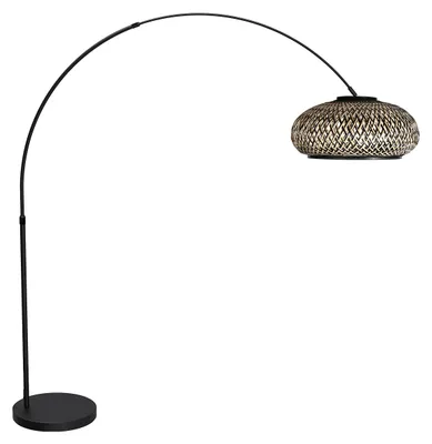 Produktbild von Mexlite - stehlampe - Flair - schwarz - bambus metall - bogenlampe - E27 - 4666ZW