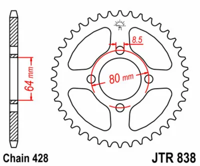 Obrázok produktu pre JT reťazové koleso 45T 428 JTR838.45
