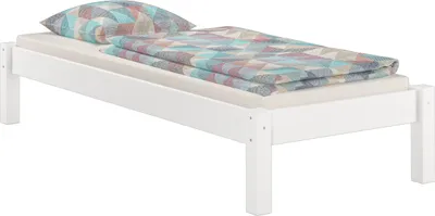 Produktbild von Weisses Futonbett ohne Kopfteil Kiefer massiv 90x200 Bettgestell Zubehör wählbar V-60.35-09WFederleisten und Matratze