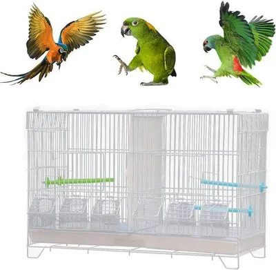Productafbeelding van Degelijke Vogelkooi met Voederbak en Speelgoed voor Parkieten en Vinken