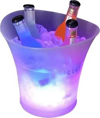 Produktbild von LED Eiskübel,  5L Großraum Flaschenkühler - Sektkühler - Weinkühler - Getränkekühler - Kühler Led Wasserdicht mit Farbwechsel, für Party, Haus, Bar, etc (Batterien nicht enthalten)