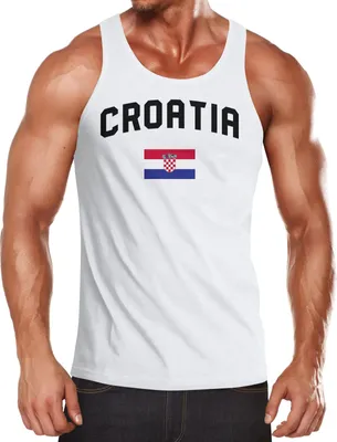Produktbild von Herren Tanktop Kroatien Croatia Hrvatska WM Fußball Weltmeisterschaft 2018 World Cup Fan-Shirt Moonworks® weiß M