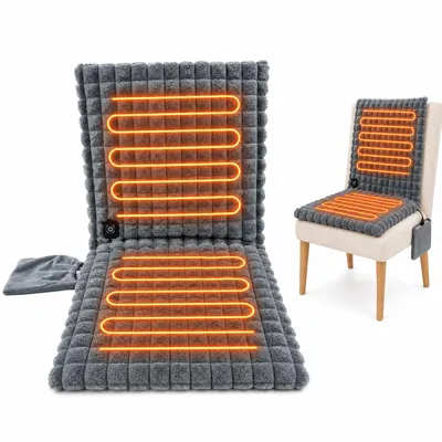 Produktbild von Heizkissen elektrisch, 45x90 cm, Wärmekissen Heizdecke für Gesäß und Rücken mit 3 Temperaturstufen, 2 Heizzonen, Grau