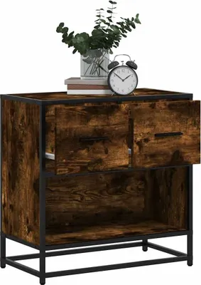 Produktbild von Maison Exclusive - Nachttisch Räuchereiche 60x31x60 cm Holzwerkstoff und Metall
