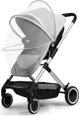 Produktbild von Kinderwagen-Abwehrnetz, Universal-Reißverschluss, faltbar, Netz, groß, grauer Rand, weiß