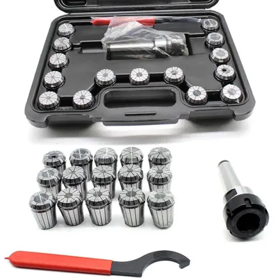 Immagine prodotto di Set di mandrini di serraggio ER32 - Attacco MT3 - 15 pezzi - 3–20 mm - Metallo - Per fresatrici e torni