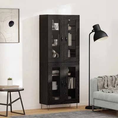 Obrázek produktu pro vidaXL Vysoká skříňka, černá, vzhled dubu, 69,5 x 34 x 90 cm, dřevotřísková deska