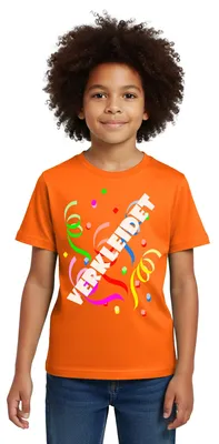 Produktbild von Spreadshirt Verkleidet Konfetti Luftschlangen Karneval Kinder T-Shirt, 98/104 (3-4 Jahre), Orange