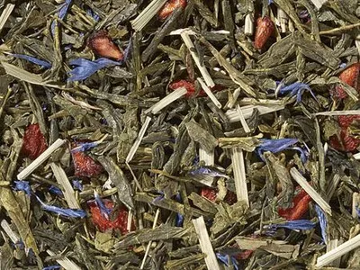 Produktbild von 1 kg  Grünteemg. Sencha Gojiberry (Granatapfel-Heidelbeer-Note) aromatisiert