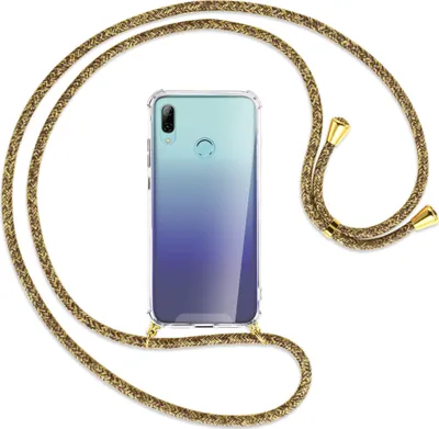 Produktbild von Handykette Backcover-Schutzhülle mit Band (Metall goldfarben) für Huawei P Smart 2019 / Honor 10 Lite - braun+beige