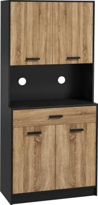 Produktbild von Küchenschrank/Sideboard/Aufbewahrungsmöbel, 2 Schränke, 4 Türen, 1 Schublade, Kabelmanagement, 80 B x 40 T x 180 H cm
