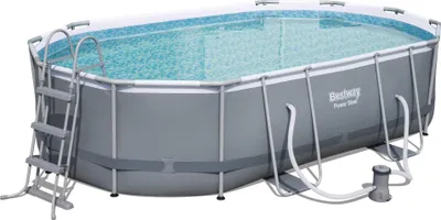 Produktbild von Power Steel™ Frame Pool Komplett-Set, oval, mit Filterpumpe, Sicherheitsleiter & Abdeckplane   488 x 305 x 107 cm, Schwimmbecken, Schwimmen, Pools