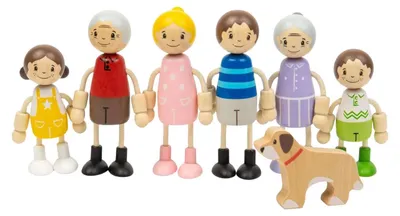 Image de Bigjigs Maison de poupées en bois « Famille » - 7 pièces