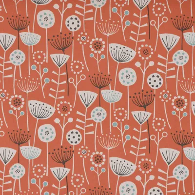 Produktbild von Dekostoff Meterware Fryett`s Baumwollstoff Blumen abstrakt orange